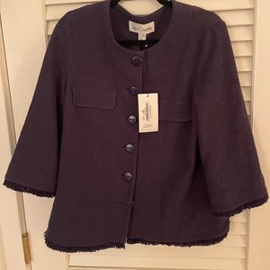 Sara Campbell navy jacket with fringe detail